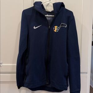 Full zip navy NBA brand size small dry fit Nike and Utah Jazz basketball logo.